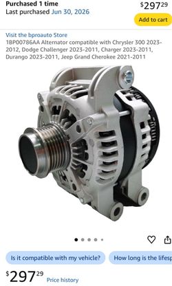 Alternator Chrysler, Dodge Charger/challenger/jeep