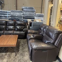 Leather Sofa Set Reclining Electric 🦖