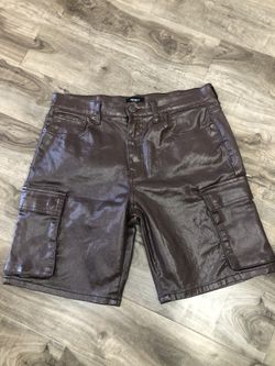 Brown H&M Leather Shorts 32w
