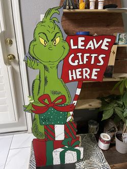 Wood Cut Out Grinch Sigh