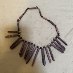Wooden Choker, Tribal Bib Necklace, Tooth Shaped Wooden Necklace, Statement Necklace,  African/Bohemian Style, Vintage Choker
