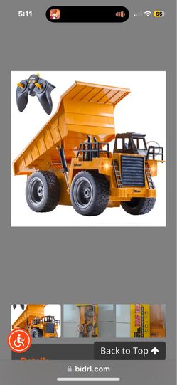 Remote Control Dump Truck Toy | 11" x 5.7" | Alloy Metal and Plastic 4WD