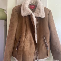 GUESS New Jacket Brown suede zipper Xl Women