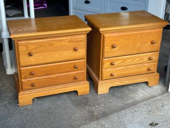 Set of solid oak  nightstands