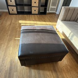 Leather Storage Ottoman