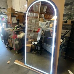 LED MIRROR - 71 x 32 Full Length Dimmable LED Arch Light Up Mirror With Stand 71x32