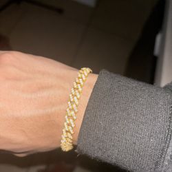 Diamond Test Approved Moissanite Gold Cuban Bracelet 
