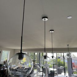 4 Matching Black Pendant Lights