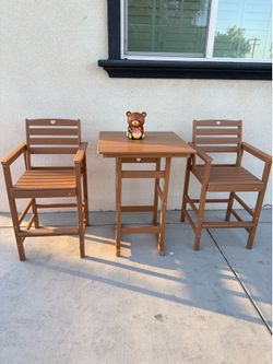 Patio Bar Table,Adirondack Chairs and Table 2 Pieces Set, Bar Height Chairs Set of 2, Outdoor Bar Stools Set,Weather-Resistant Outdoor Furniture for D