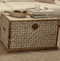 Carved Wood storage trunk, Box, Coffee Table