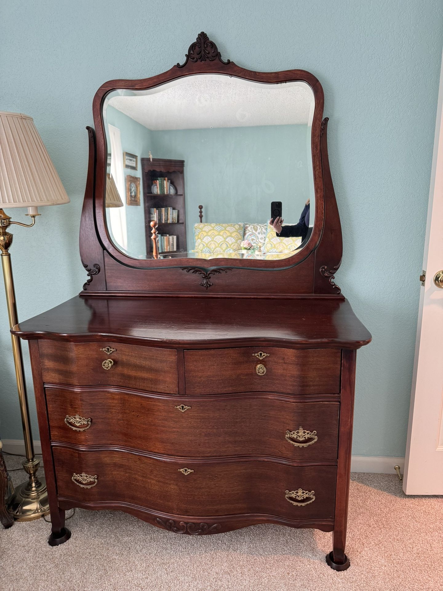 Mirror-topped Solid Mahogany Dresser