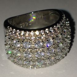 Silver 925 Multirow Clustered Ring UNISEX