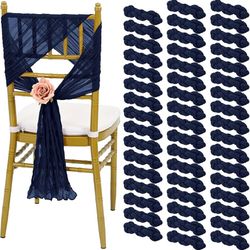 50 PCS Cheesecloth Chair Sashes, 15.7x70 inch Bows Designed Chair Sashes, Chair Cover Chair Sashes Decorations, Universal Chair Decoration for Wedding