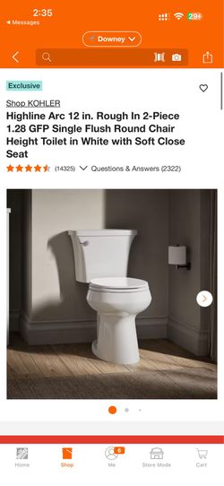 KOHLER Highline Arc 12 in. Rough In 2-Piece 1.28 GFP Single Flush Round Chair Height Toilet in White with Soft Close Seat