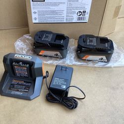 RIDGID 18V LITHIUM-ION 4.0 AH BATTERIES AND CHARGER INCLUDED 