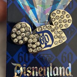 New Disney Disneyland 60th Diamond Celebration Rhinestone Mickey Ears Hat  Pin