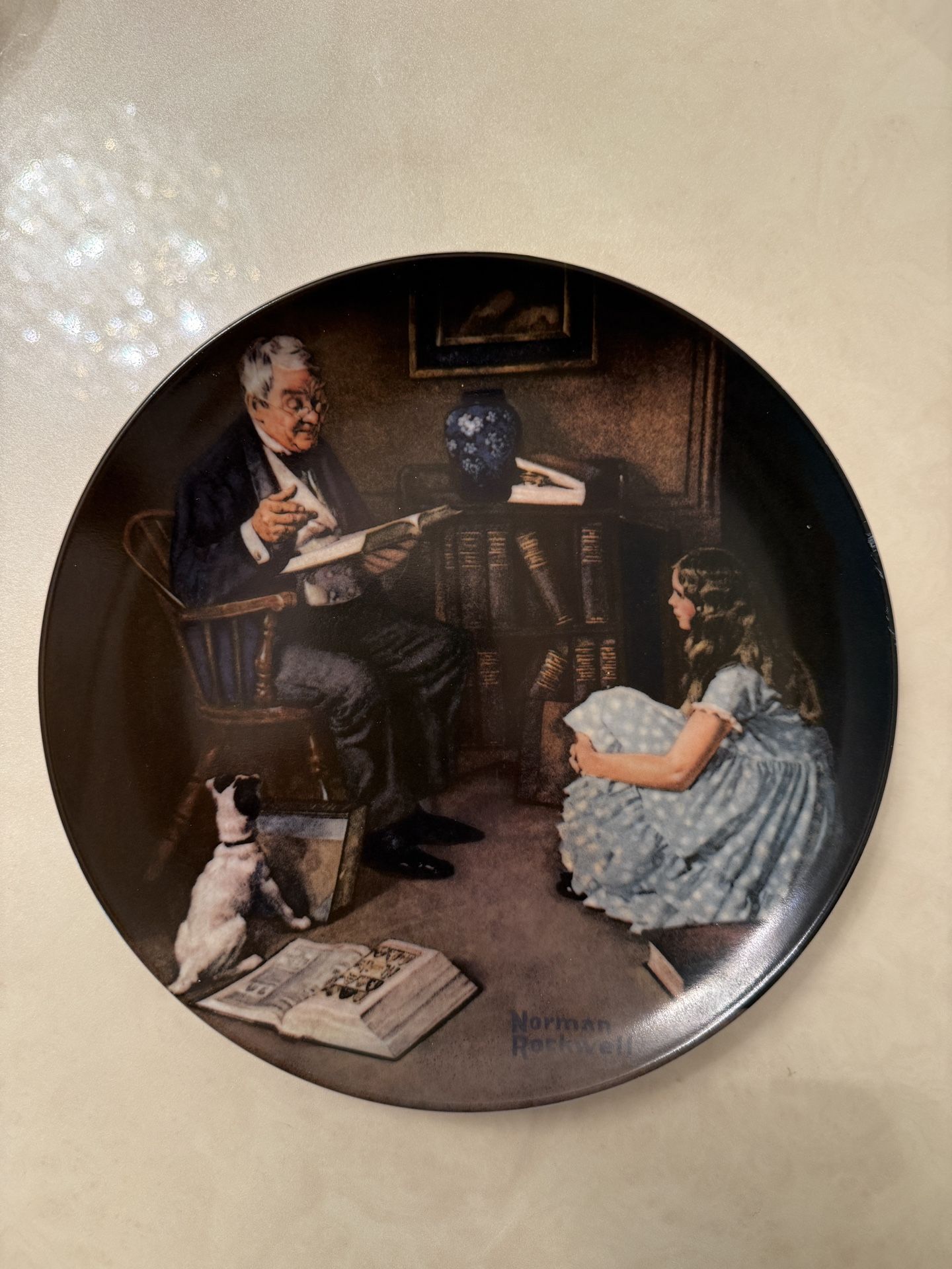 Vintage Edwin M Knowles Norman Rockwell “The Storyteller" 1984 Ltd Edition Collectors Plate Number C11391