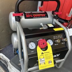 4.5 Gal. 175 PSI Portable Electric Oil-Free Quiet Twin Stack Jobsite Air Compressor w/Rubber Wheels and 2-Quick Couplers