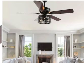 Oaks Decor Elora 52-in Color-Changing Integrated LED Outdoor Black with Clear Blades Ceiling Fan Wit