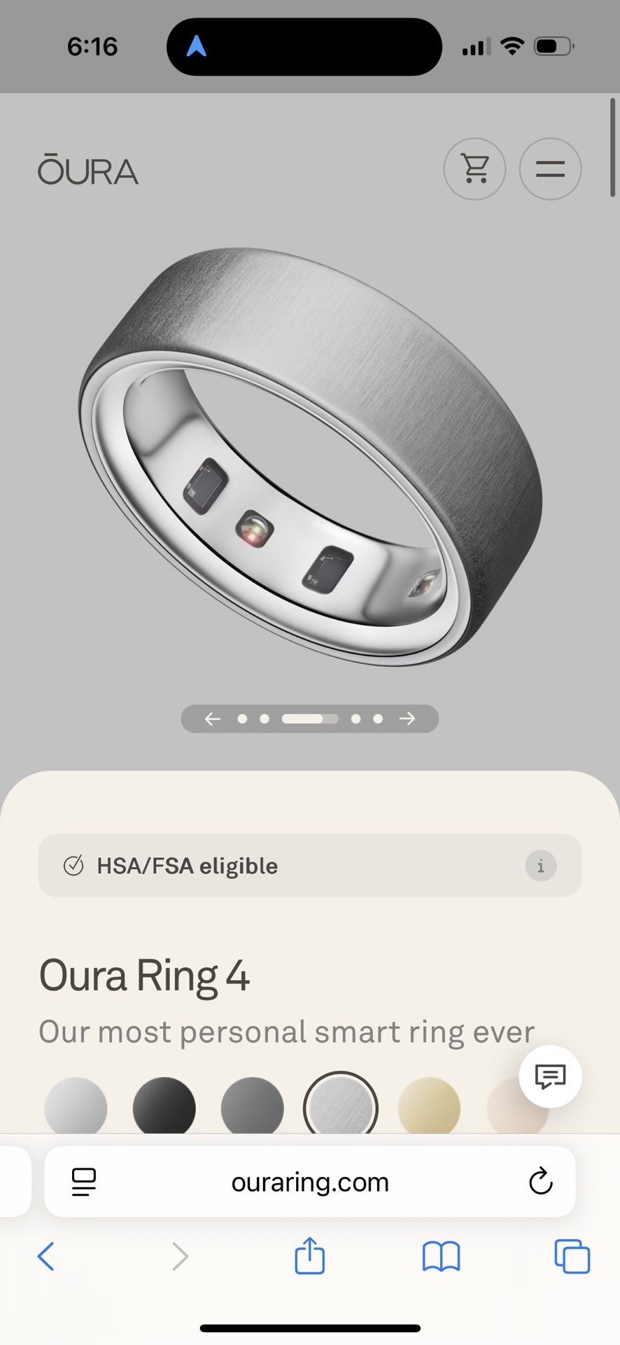 Oura Ring Gen 3 – Brushed Silver Size 9 – Like New Minimal Use