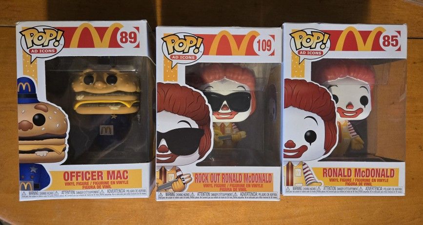 Funko pop ad Icons Ronald McDonald#85,#109 officer mac#89