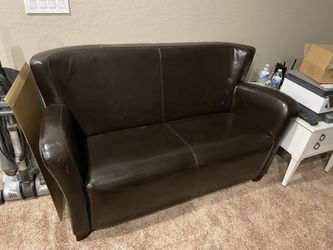 Brown leather couch
