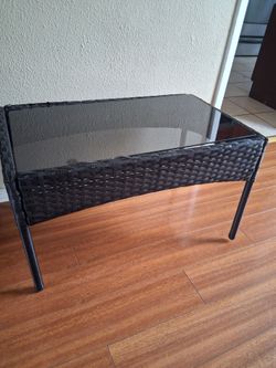 Black Wicker Coffee Table  Approx. 27" L x 16" W x 15.5" H