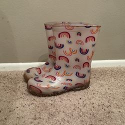 Kids Rain Boots Size 11 Clear Jelly Rainbow Print
