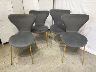 Flavia Grey Velvet Dining Chairs (Set of 4)