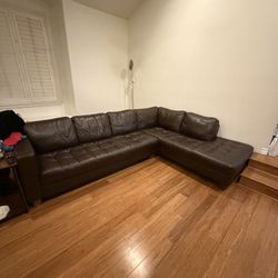 Chocolate Leather L Shape Couch