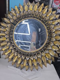 Multi Colored (Gold Distressed Color) Contemporary Metal Wall Mirror 24x24