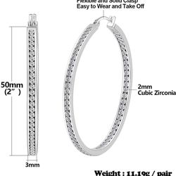 Stainless Steel Hoop Earrings for Women, Big Hypoallergenic Hoops Earring  Huge Cubic Zirconia Rhinestone Crystal Basketball 50mm 2 inch Ear Ring Jewe