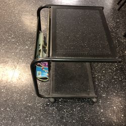 Magazine rack Cart on wheels metallic