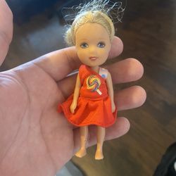 Chic Boutique Plastic Doll Girl Blonde Hair 4.5” W/ Chic Lollipop Dress