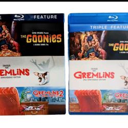 The Goonies-Gremlins-Gremlins 2 The New Batch: Triple Feature Bluray Brand New 