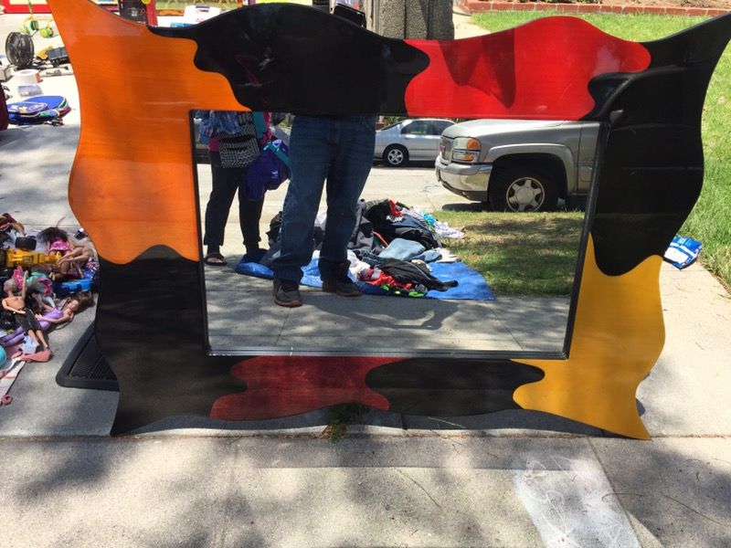 All wood mirror very nice and colorfull. Measures 3\' 4\