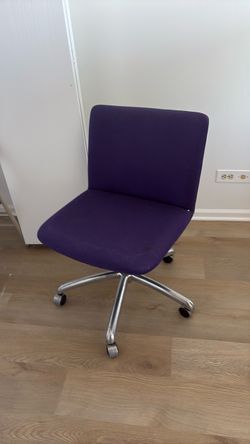 2 Purple Fabric Office Chairs with Wheels