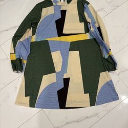 Geometric Patterned Long Sleeve Dress