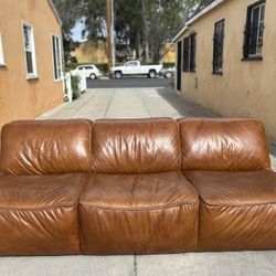 Burton Honey Brown Leather 91" Armless Leather Sofa