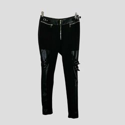Maniere De Voir Vegan Leather Buckle Strap Pants Black Size 12