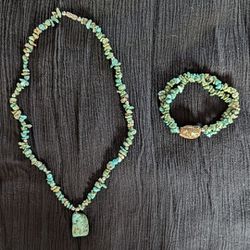 Turquoise Necklace And Bracelet Set 