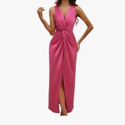Dress PRETTYGARDEN Women's Satin Ruched Bodycon Dress Summer