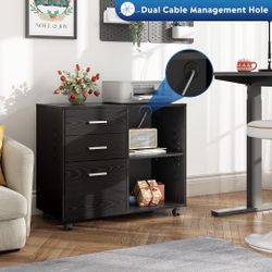 New DEVAISE 3-Drawer Wood File Cabinet, Mobile Lateral Filing Cabinet