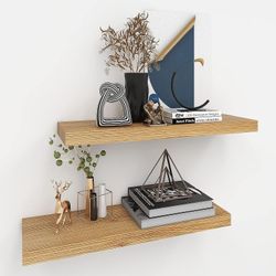 6236 INHABIT UNION Oak Floating Shelves For Wall?24in Wall Mounted Display Ledge Shelves Perfect For Bedroom, Bathroom, Living Room And Kitchen Decora