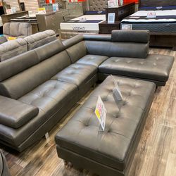 Ibiza grey sectional with ottoman only $899. Easy finance option. Same same-day delivery.