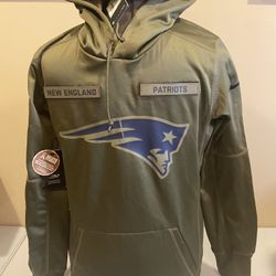 Men's England Patriots Team Sweatshirt Salute Service Sideline Therma Hoodie Size Small 