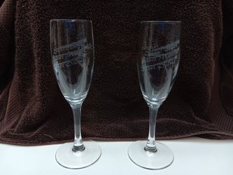 Amtrak Etched Champagne Glasses Set Of 2