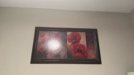Large red flower wall painting