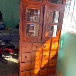 Antique Double Arched cabinet reclaimed   13 inches deep 31 1/2 inches width and 74 1/2 inches height