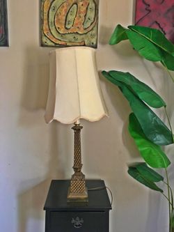 Vintage Brass Victorian Lamp with Shade